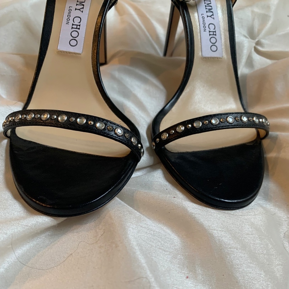 Jimmy Choo Black /Silver Studded Sandals sz 39 - Picture 2 of 7